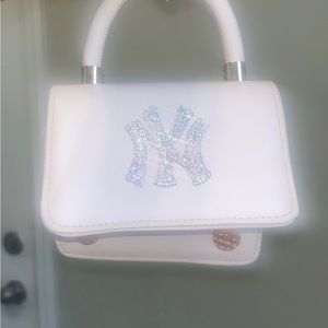 Rhinestone studded mini handle bag